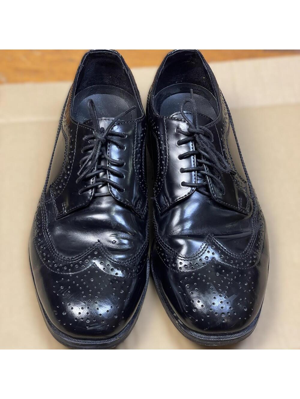 Nunn Bush Dress Flex Black Patent Leather Brogue Lace-Up Oxford Dress Shoes